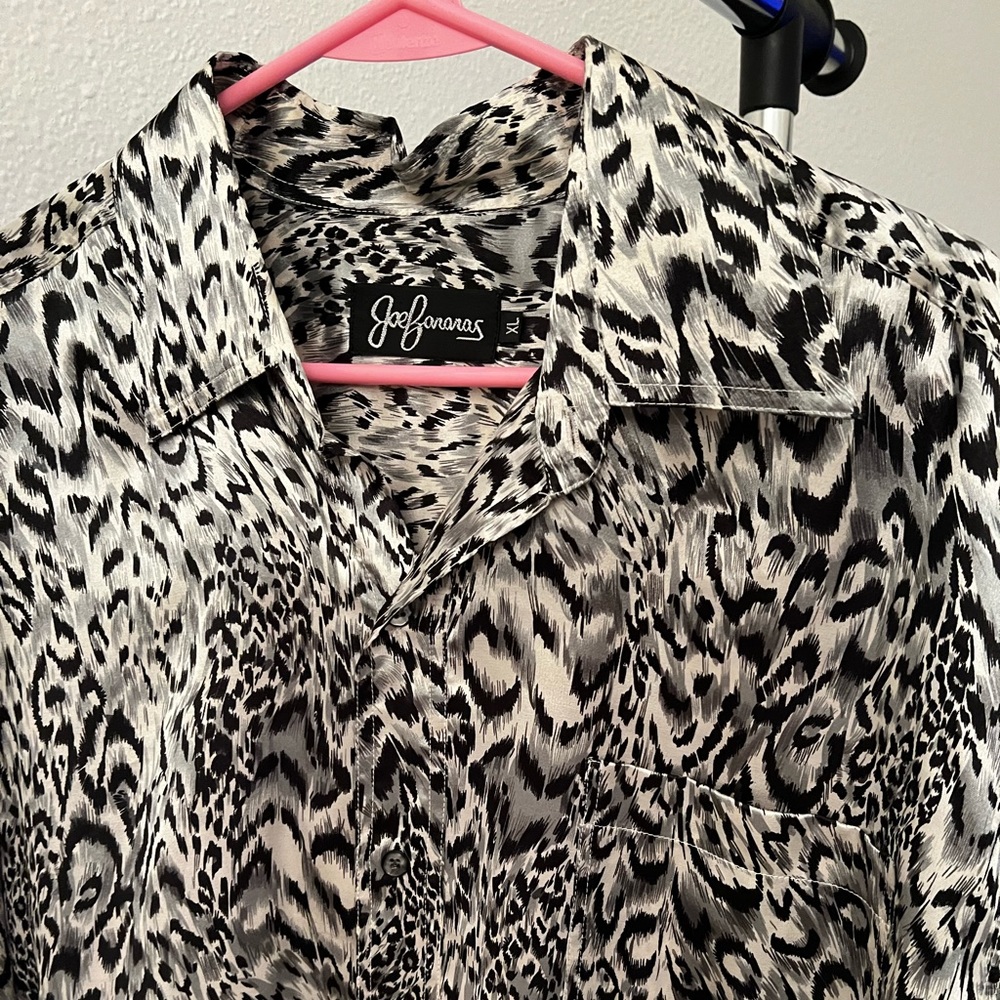 XL Joe Bananas Satin button-down Sleep Shirt 👔 👗